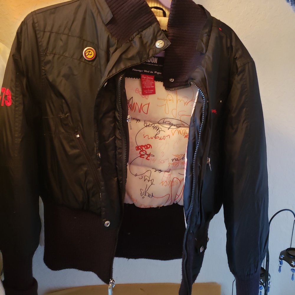 Pepe Jeans Black Bomber Jacket with Red Details